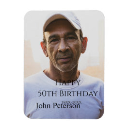 Ímã Happy 50th birthday name photo year man simple min