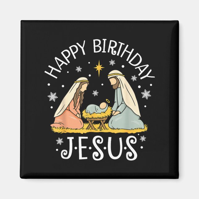 Imã Happy Birthday Jesus Ugly Christmas Sweater Christ (Frente)