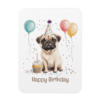 Ímã Happy Birthday Pug Dog