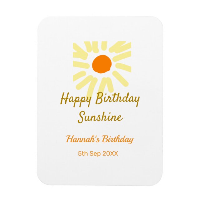 Ímã Happy birthday sunshine yellow orange birthday boh (Vertical)