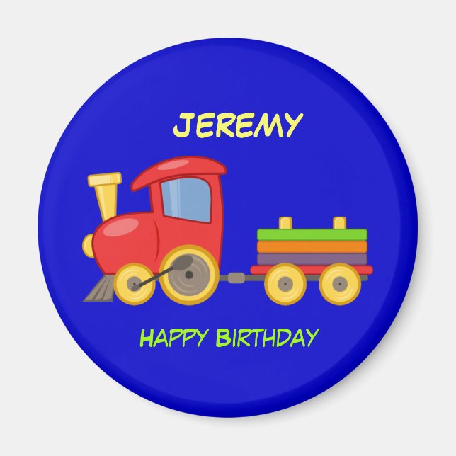 Imã Happy Birthday, Toy Train, template (Frente)