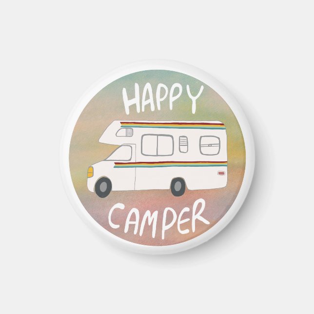 Imã Happy Camper Rainbow RV Sunset Motorhome RVing (Frente)