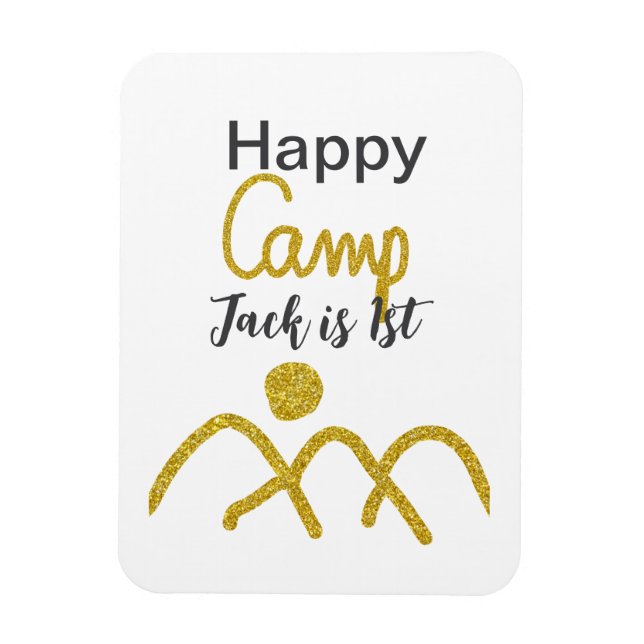 Ímã Happy camping camper one birthday kids golden sun (Vertical)