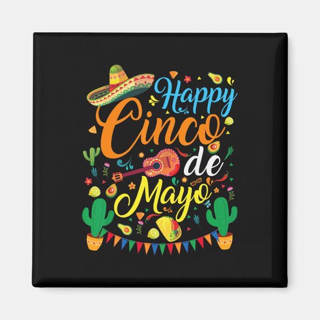 Imã Happy Cinco De Mayo Fiesta Partido Mexicano 5 De M (Frente)