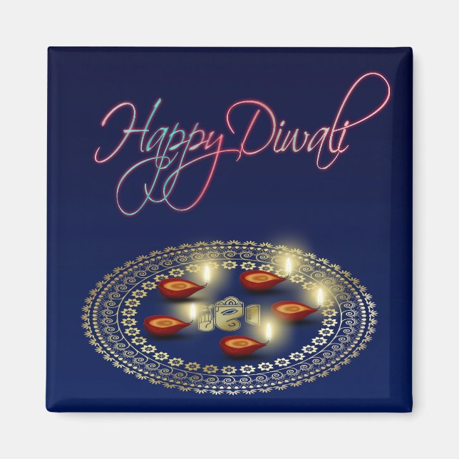Imã Happy Diwali Ganesha Rangoli - Magnet (Frente)
