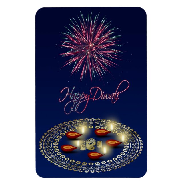 Ímã Happy Diwali Ganesha Rangoli - Magnet flexível (Vertical)