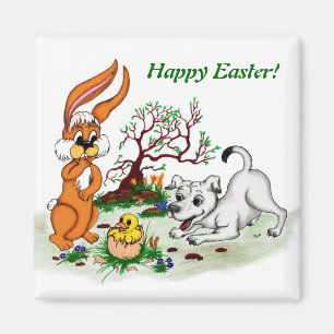 Imã Happy Easter! Filhote, pinto, lebre