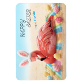 Ímã Happy Easter from Florida Flamingo Bunny on Beach