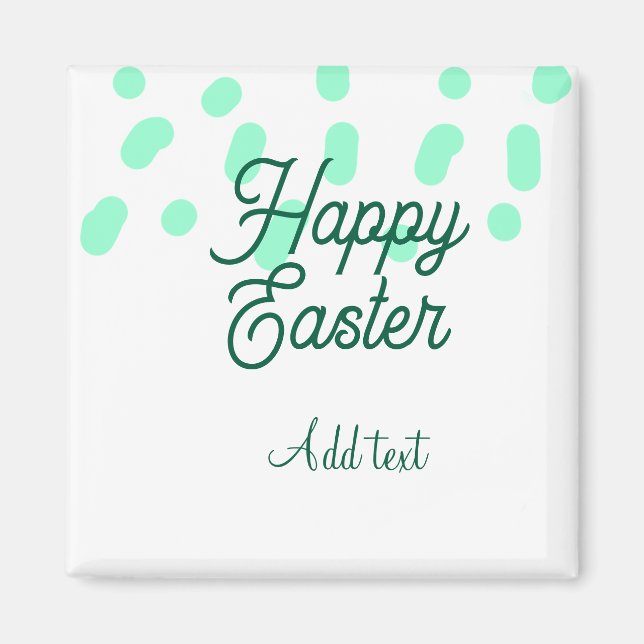 Imã Happy Easter green eggs pastel name date simple  (Frente)