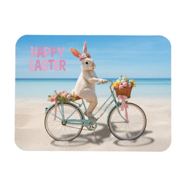 Ímã Happy Easter Hilton Head Island Bicycle on Beach (Horizontal)