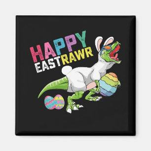 Imã Happy Eastrawawr T Rex Dinosaur Easter Bunny Egg