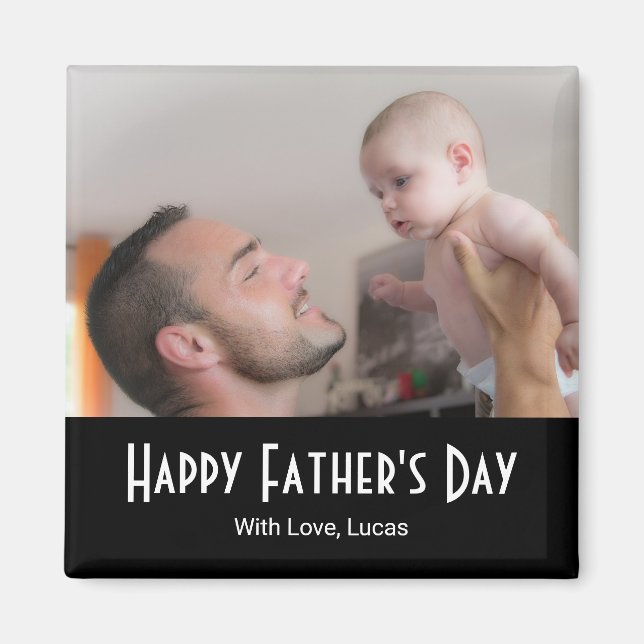 Imã Happy Father's Day Modern Photo Black White  (Frente)