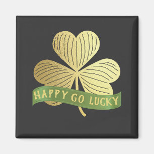 Imã Happy Go Lucky Dourado Dia de São Patrício Shamr