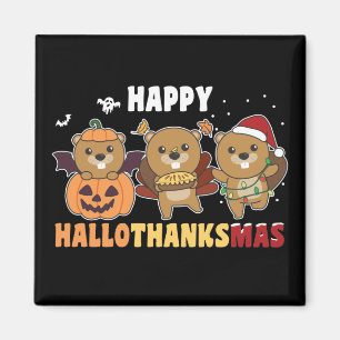 Imã Happy Hallothanksmas Beaver Christmas Beaver Magne