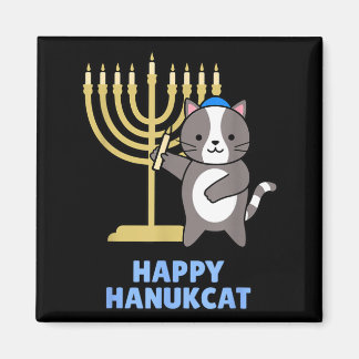 Imã Happy Hanukcat Black Cat Meowzel Tov Menorah Funny