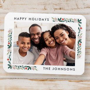 Ímã Happy Holidays Modern Botanical Foliage Photo