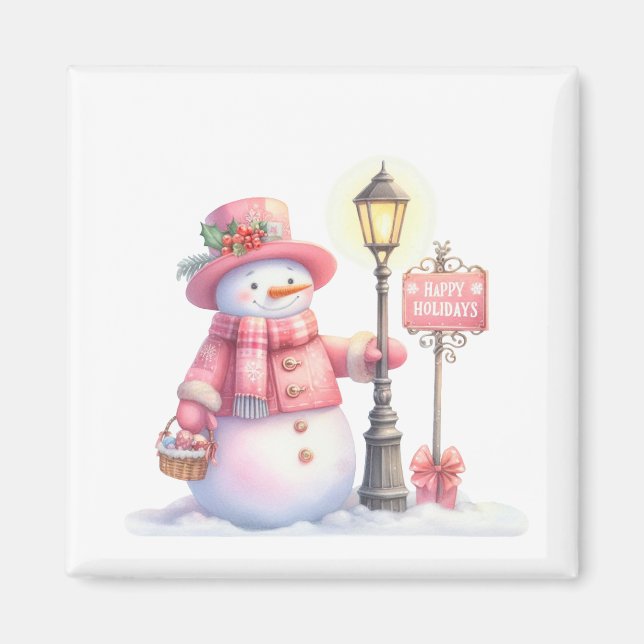 Imã Happy Holidays Snowman Magnet (Frente)