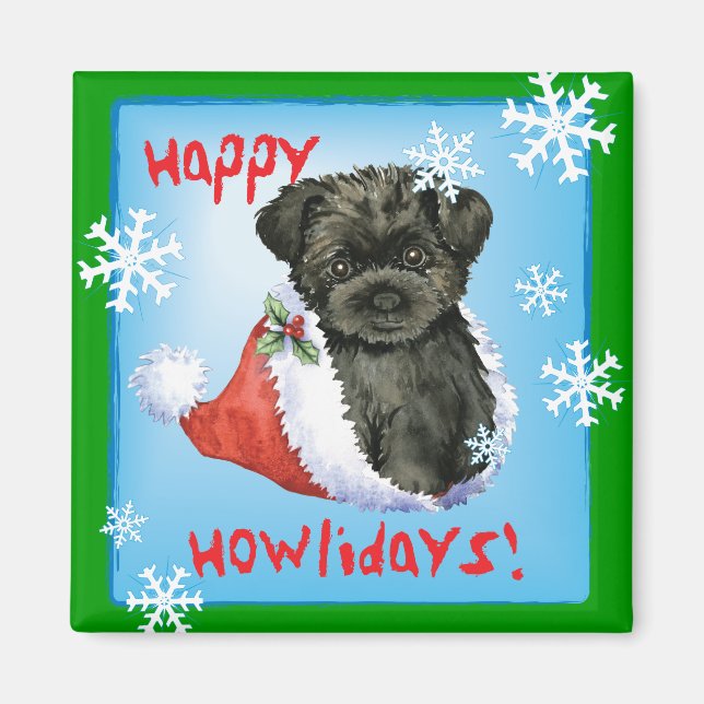 Imã Happy Howliday Affenpinscher (Frente)