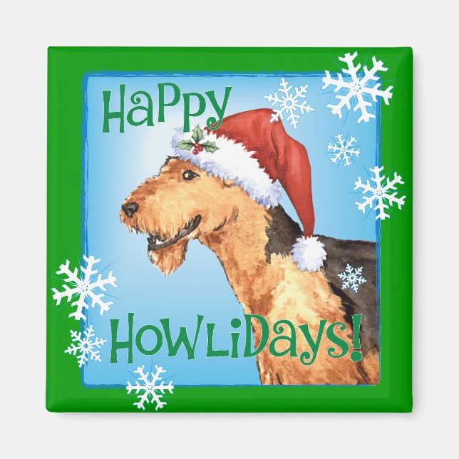 Imã Happy Howliday Airedale (Frente)