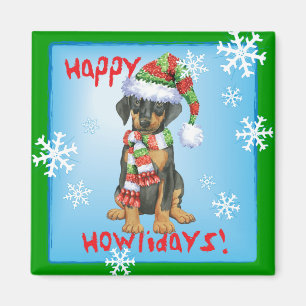 Imã Happy Howliday Doberman