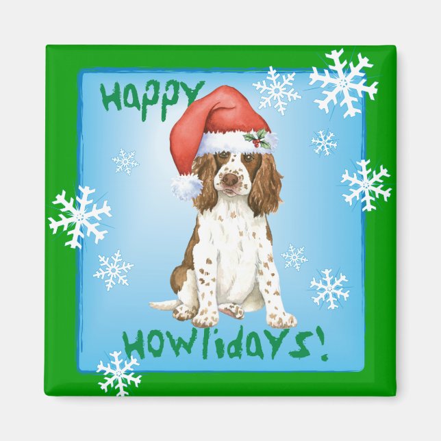 Imã Happy Howliday English Springer Spaniel (Frente)