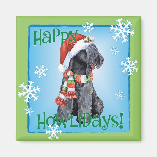 Imã Happy Howliday Kerry Blue Terrier (Frente)