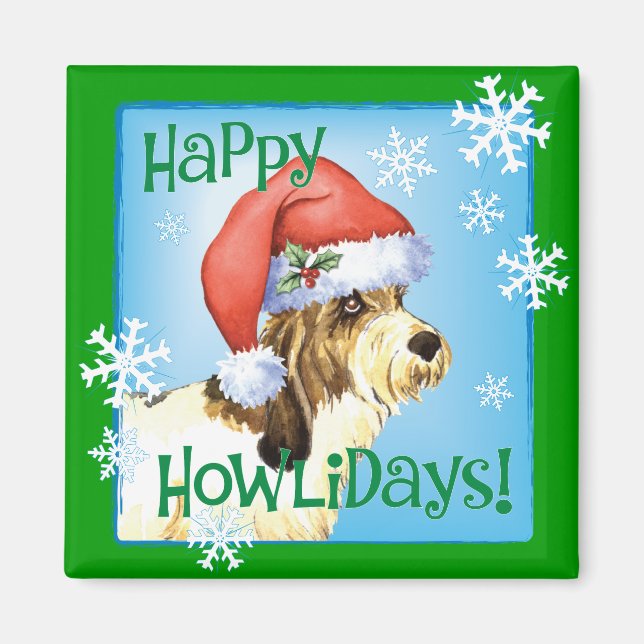 Imã Happy Howliday PBGV (Frente)