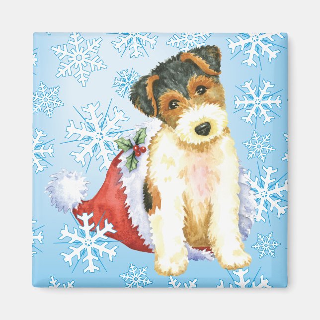 Imã Happy Howliday Wire Fox Terrier (Frente)