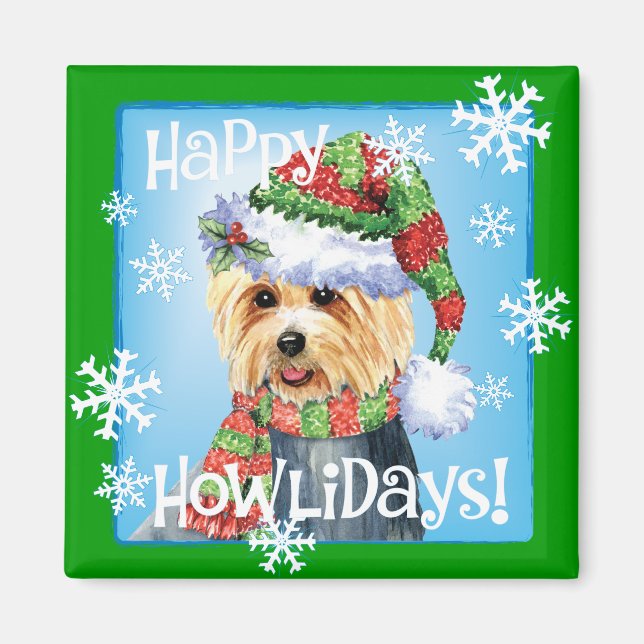Imã Happy Howlidays australiana Terrier Magnet (Frente)