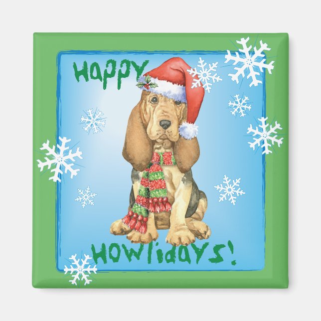 Imã Happy Howlidays Bloodhound (Frente)