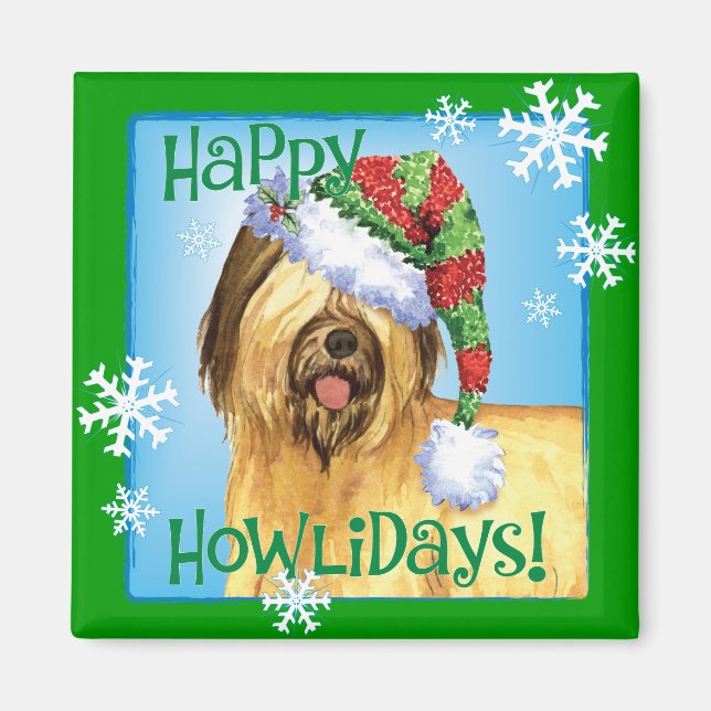 Imã Happy Howlidays Briard (Frente)