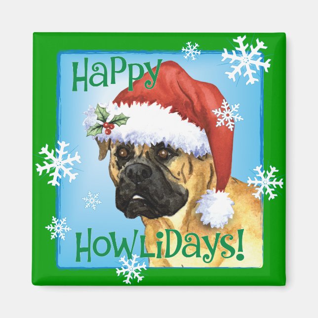 Imã Happy Howlidays Bullmastiff (Frente)