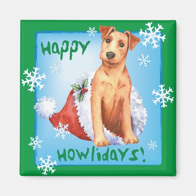 Imã Happy Howlidays Irish Terrier Magnet (Frente)
