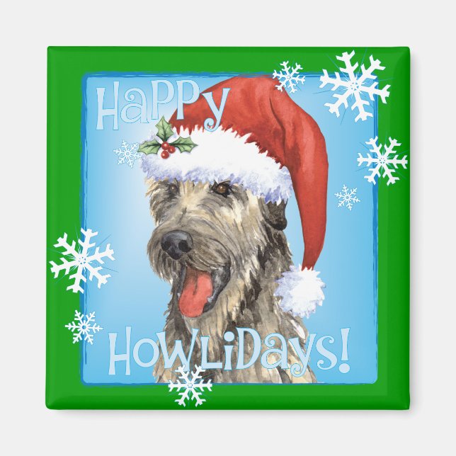 Imã Happy Howlidays Irish Wolfhound (Frente)