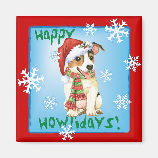 Imã Happy Howlidays Jack Russell Terrier Magnet (Frente)