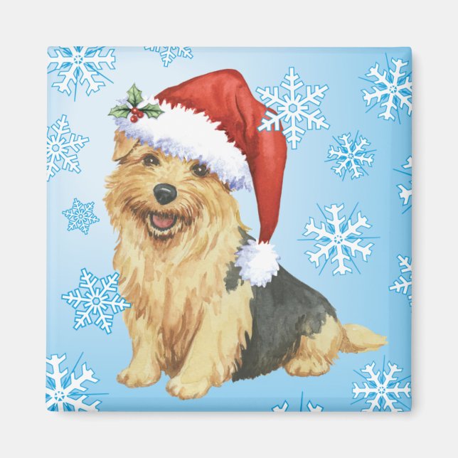 Imã Happy Howlidays Norfolk Terrier (Frente)