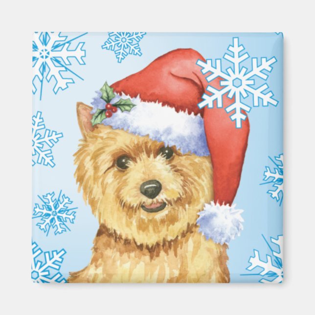 Imã Happy Howlidays Norwich Terrier (Frente)