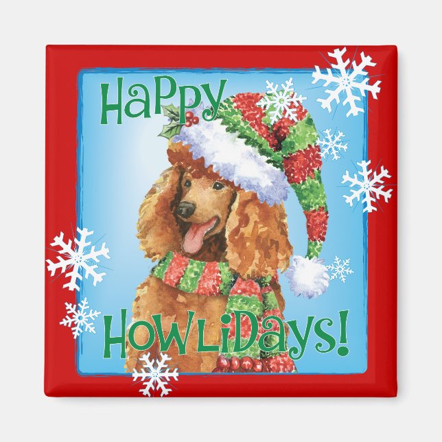 Imã Happy Howlidays Poodle (Frente)
