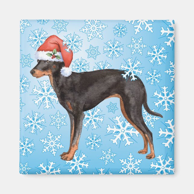 Imã Happy Howlidays Toy Manchester Terrier (Frente)
