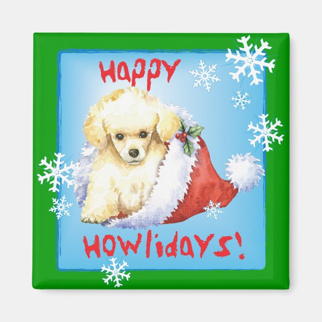 Imã Happy Howlidays Toy Poodle (Frente)