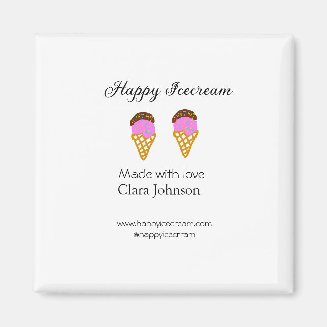 Imã Happy Icecream add name website social media  (Frente)