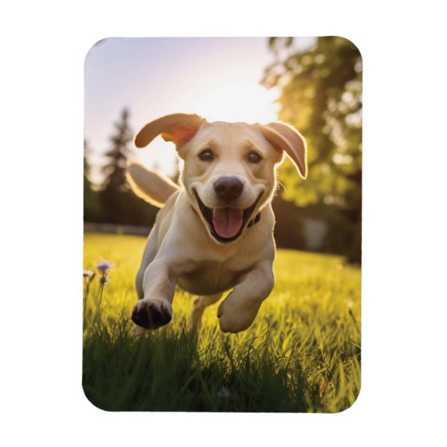 Ímã Happy Labrador Puppy em execução (Vertical)