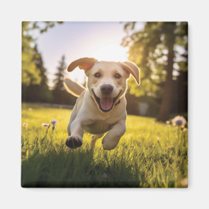 Imã Happy Labrador Puppy em execução