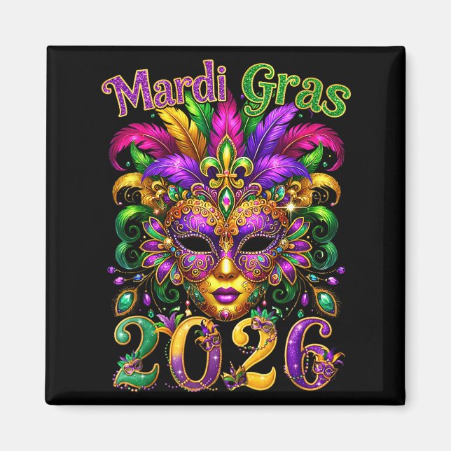 Imã Happy Mardi Gras 2026 Jester Hat New Orleans Men W (Frente)