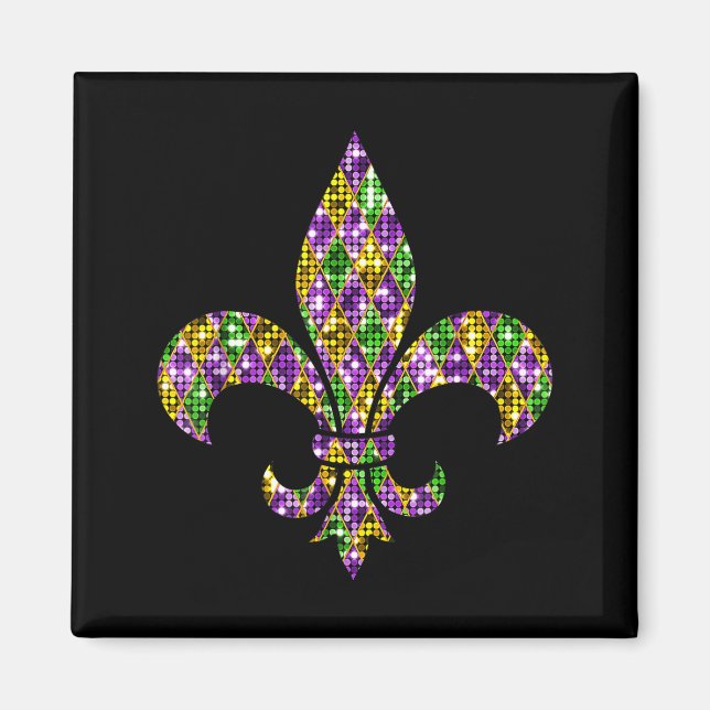 Imã Happy Mardi Gras Carnival New Orleans Fleur De Lis (Frente)