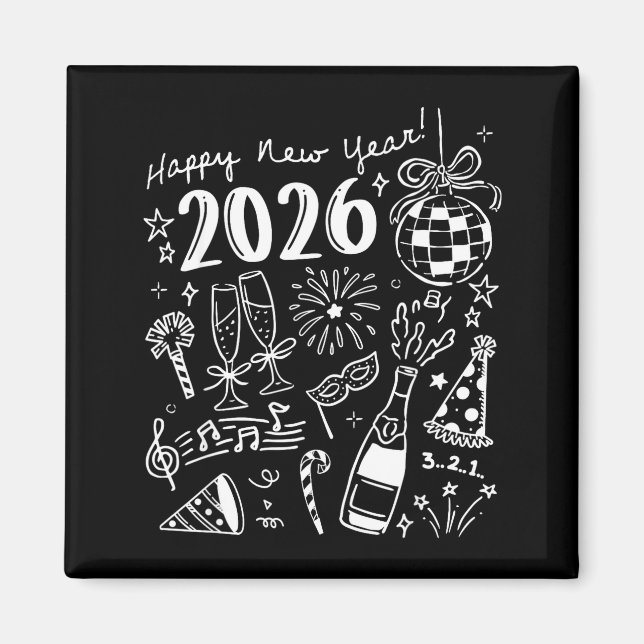 Imã Happy New Year 2026 Bow Funny  (Frente)
