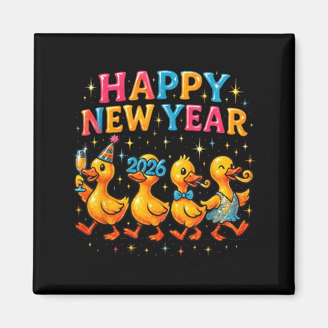 Imã Happy New Year 2026 Cute Duck Party Gift  (Frente)
