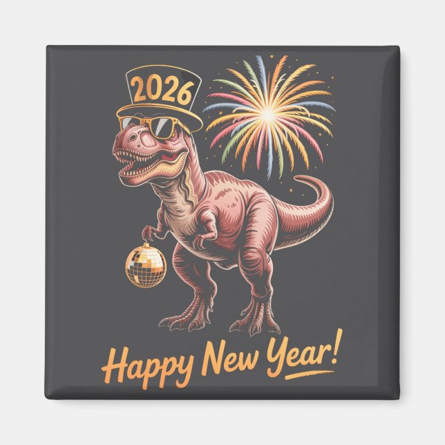 Imã Happy New Year 2026 Dinosaur Funny Dino Tee For Ad (Frente)