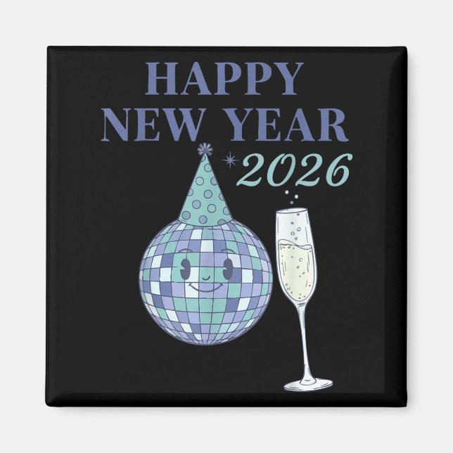 Imã Happy New Year 2026 Disco Ball Celebration  (Frente)