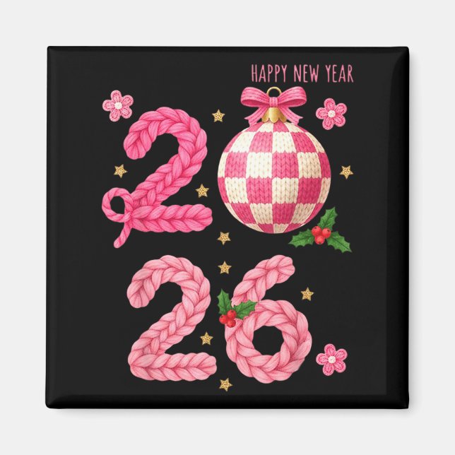 Imã Happy New Year 2026 Family Matching Crochet Men Wo (Frente)